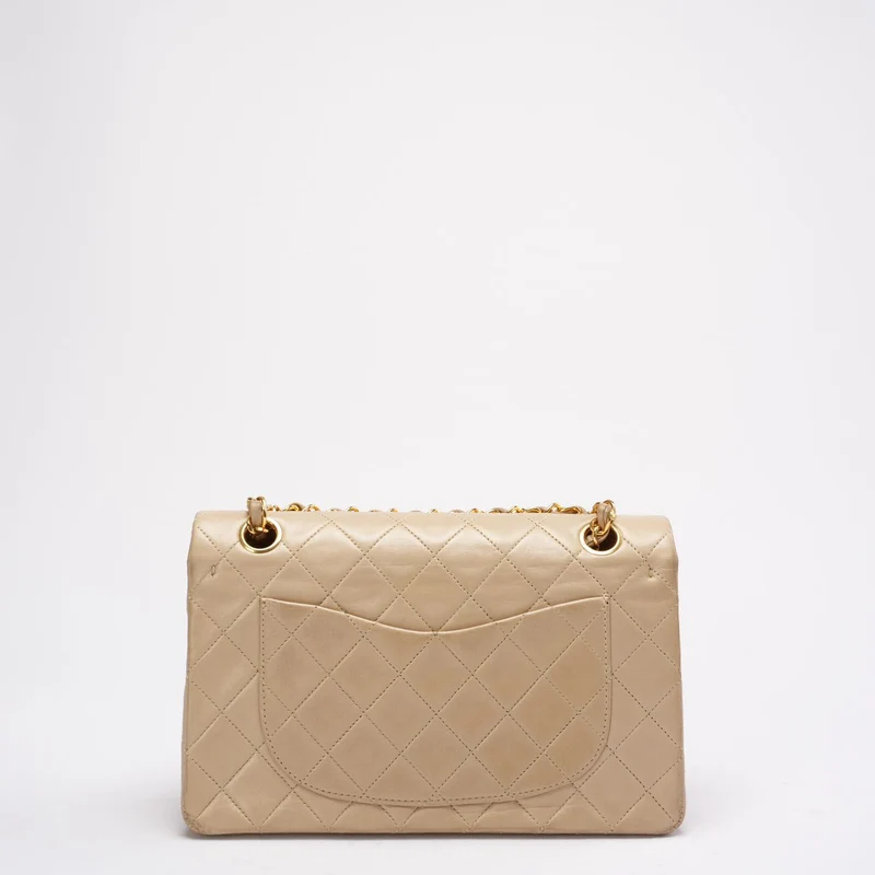 Chanel Vintage Beige Kleine Klassische Doppelflap-Tasche 1994