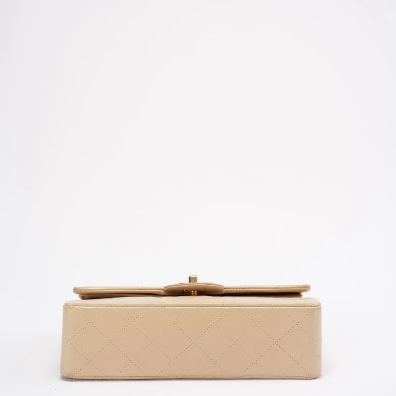 Chanel Vintage Beige Kleine Klassische Doppelflap-Tasche 1994