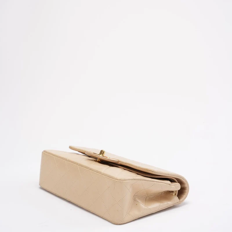 Chanel Vintage Beige Kleine Klassische Doppelflap-Tasche 1994