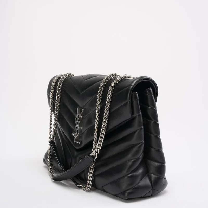 Saint Laurent Schwarze Loulou Medium Schultertasche 2021