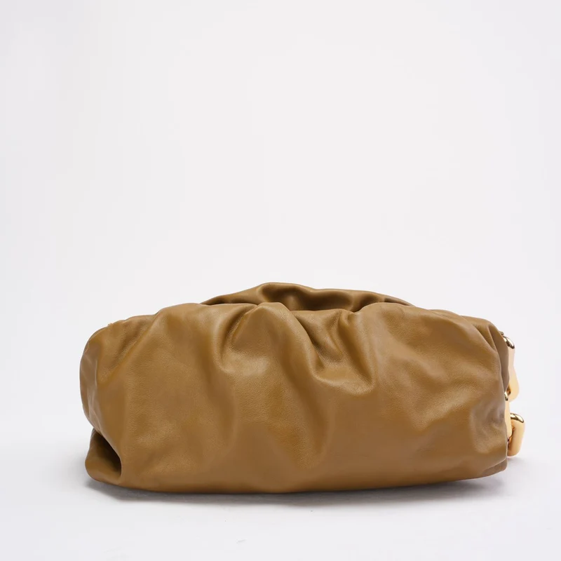 Bottege Veneta Brown The Chain Pouch in Senfgelb