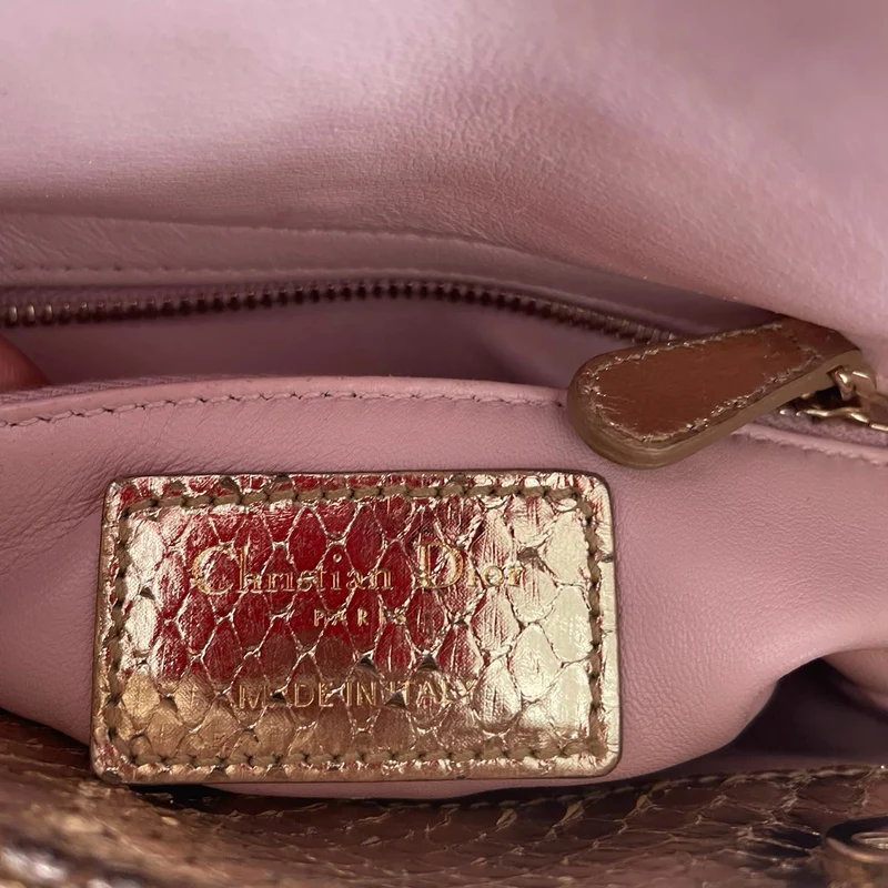 Dior Mini Lady Dior Tasche Gold aus Pythonleder 2014