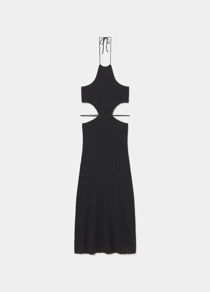 Cut-Out Knit Halter Dress