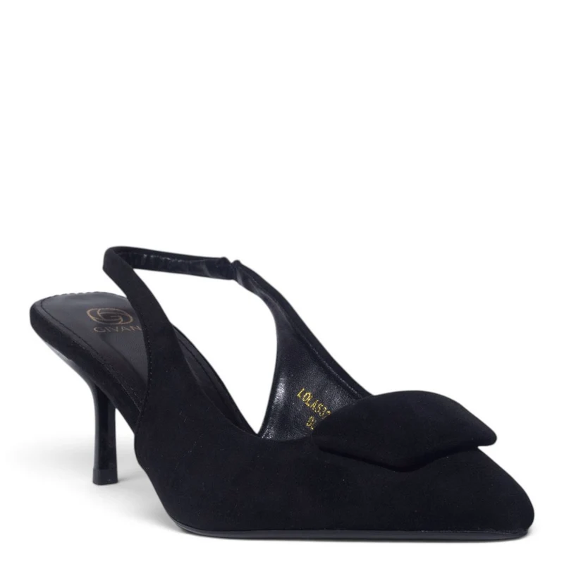 European Union Women Black Chamois Heels #5393