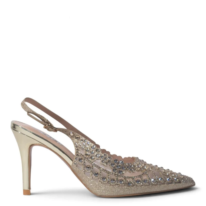 European Union Women Silver Glitter Heels #5420