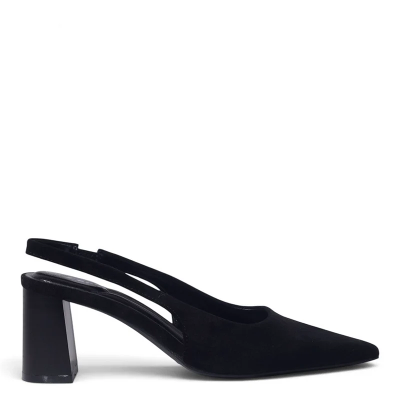 European Union Women Black Chamois Heels #5427