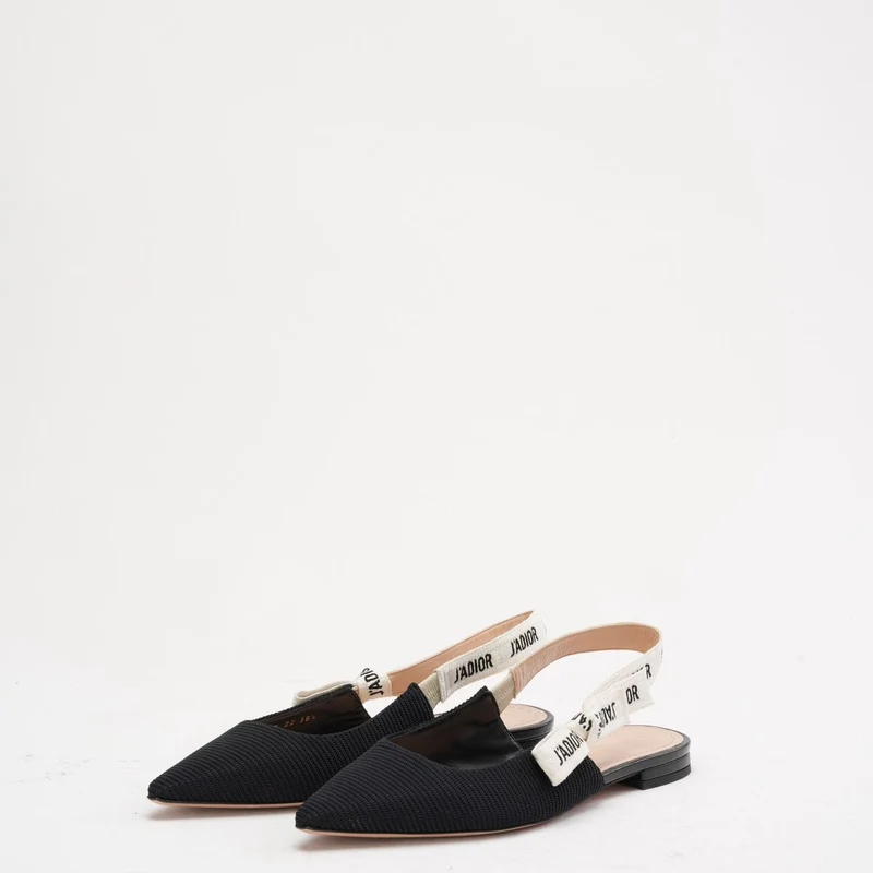 Christian Dior J'adior Slingback-Pumps aus schwarzem Ribbon-Stoff, Größe 38.5