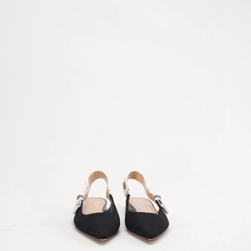 Christian Dior J'adior Slingback-Pumps aus schwarzem Ribbon-Stoff, Größe 38.5