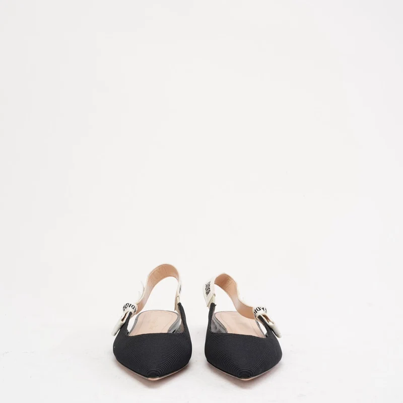 Christian Dior J'adior Slingback-Pumps aus schwarzem Ribbon-Stoff, Größe 38.5