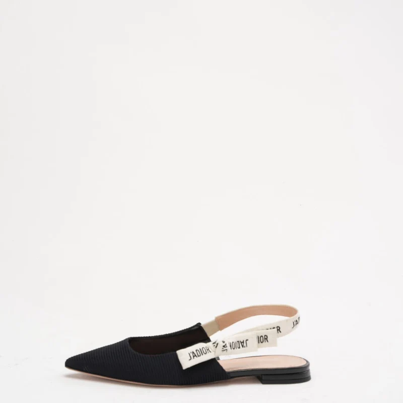 Christian Dior J'adior Slingback-Pumps aus schwarzem Ribbon-Stoff, Größe 38.5