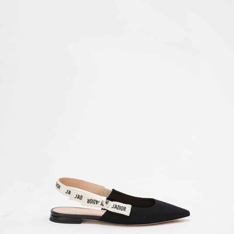 Christian Dior J'adior Slingback-Pumps aus schwarzem Ribbon-Stoff, Größe 38.5