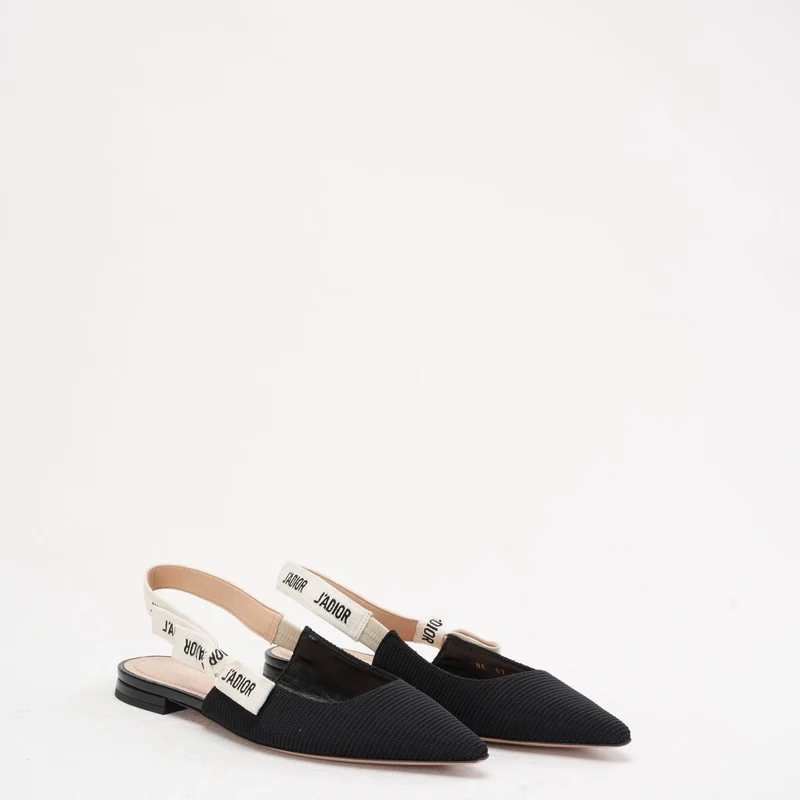 Christian Dior J'adior Slingback-Pumps aus schwarzem Ribbon-Stoff, Größe 38.5