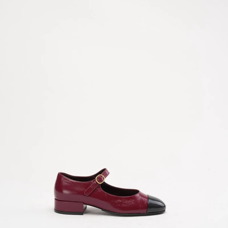 Chanel Mary Jane Pumps in Schwarz, Rot und Burgunderrot, Größe 38C