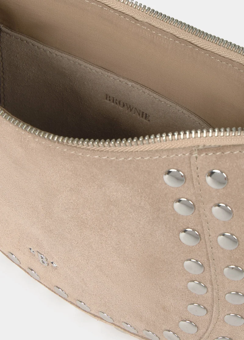 Studded half-moon bag