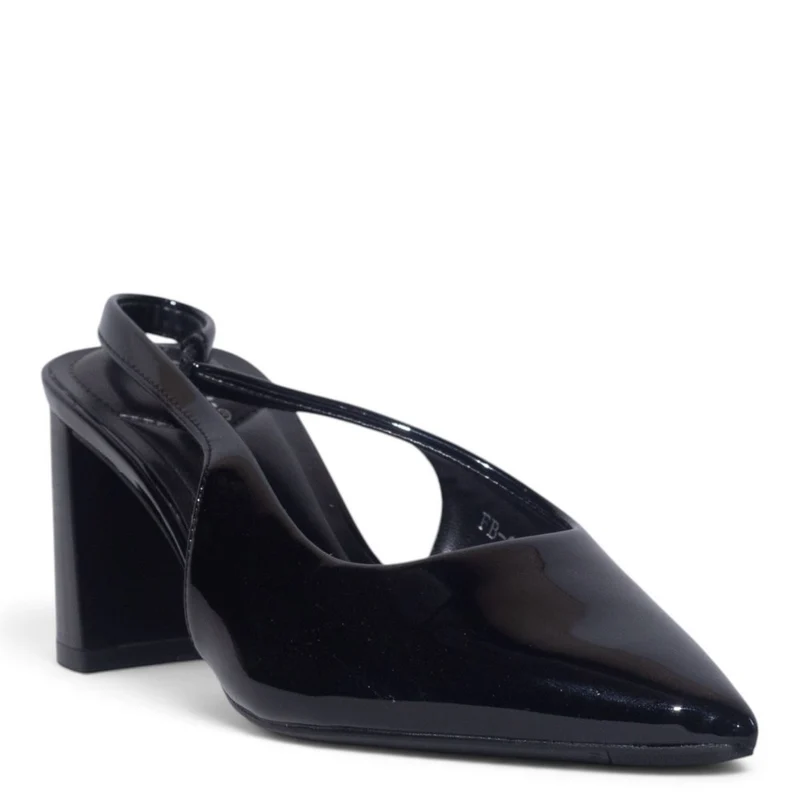 European Union Women Black Vernis Leather Heels #5429