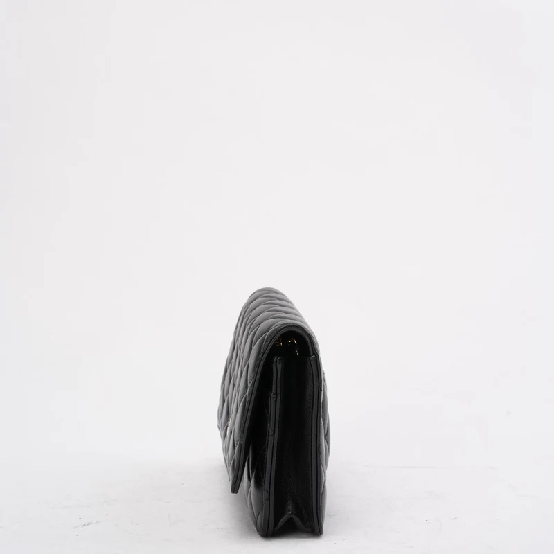 Chanel Schwarze Klassische Brieftasche mit Kette (WOC) aus Lammleder 2020