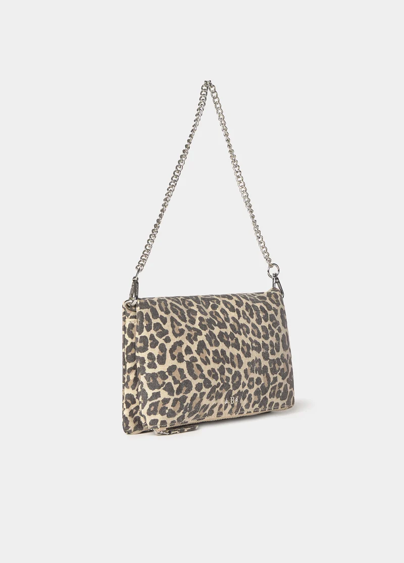 Animal print flap bag