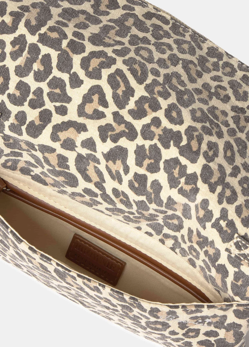 Animal print flap bag