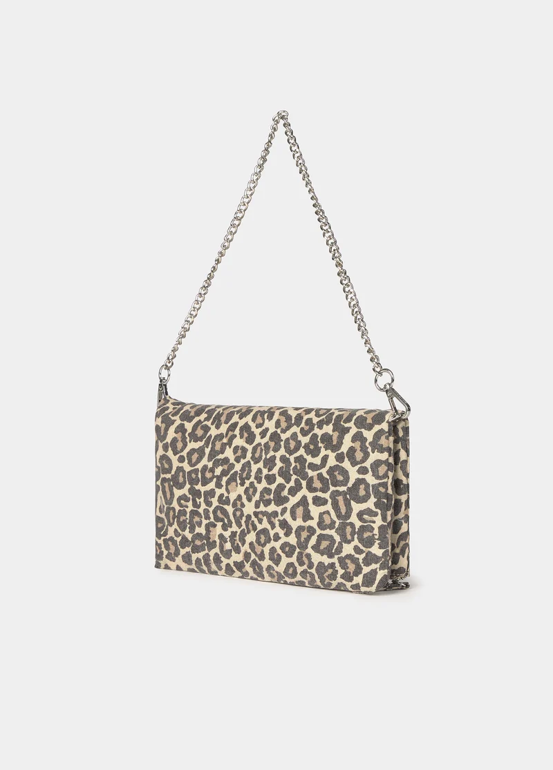 Animal print flap bag