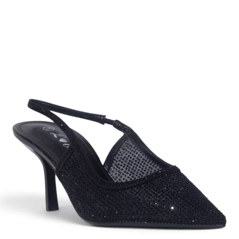 European Union Women Black Glitter Heels #5510