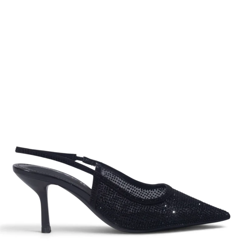 European Union Women Black Glitter Heels #5510