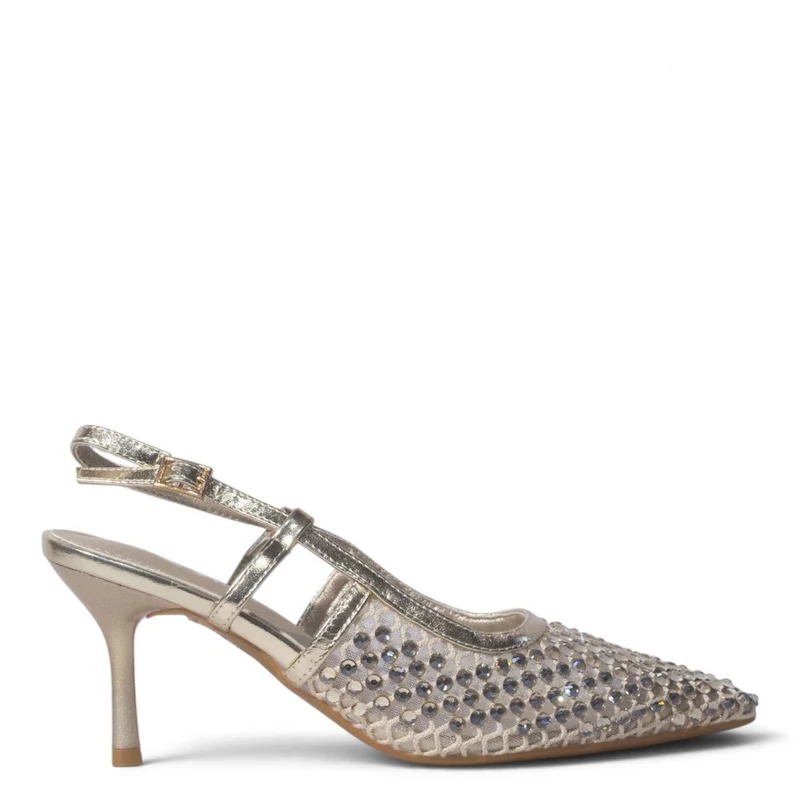 European Union Women Gold Glitter Heels #5511
