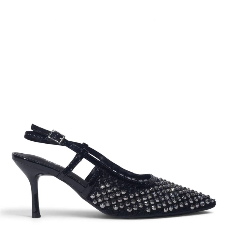European Union Women Black Glitter Heels #5513