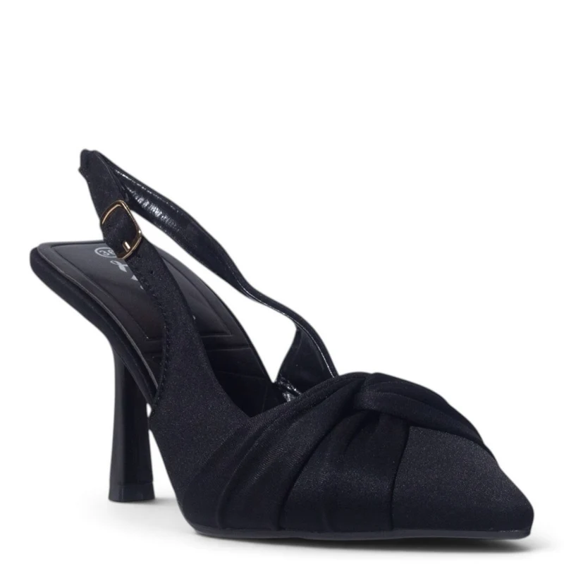 European Union Women Black Satin Heels #5515