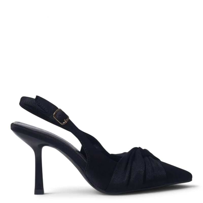 European Union Women Black Satin Heels #5515