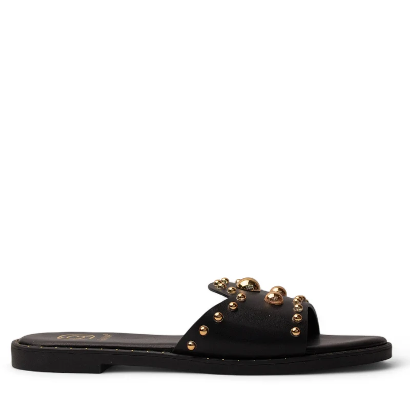 Europeon Union Women Black Leather Slipper #4083