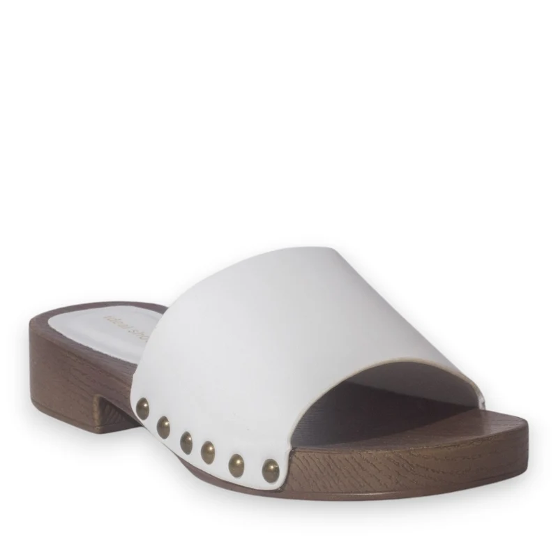 Europeon Union Women White Vernis Leather Slipper #5256