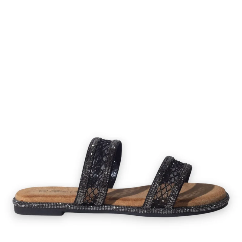 Europeon Union Women Black Glitter Slipper #5093