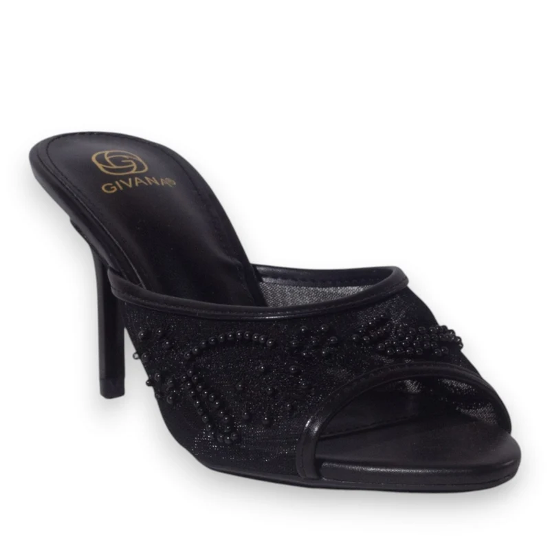 Europeon Union Women Black Cloth Heels #5308