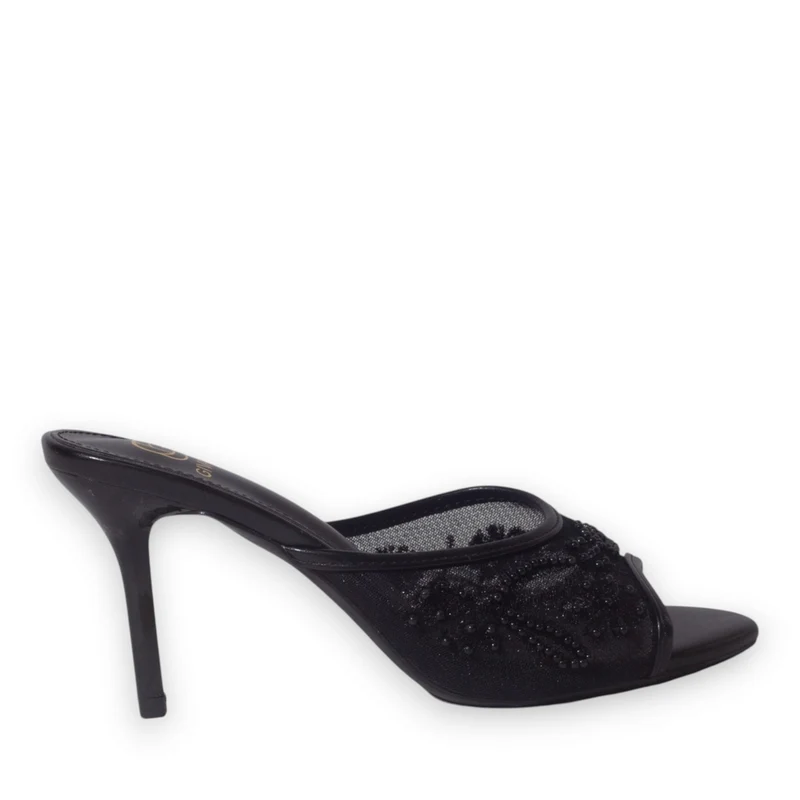 Europeon Union Women Black Cloth Heels #5308