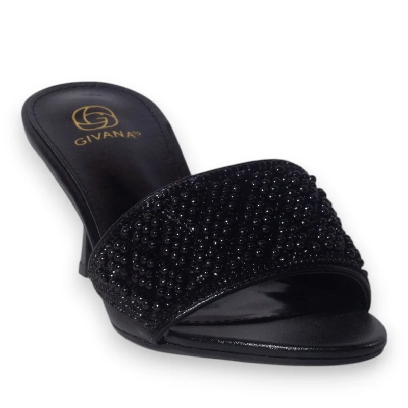 Europeon Union Women Black Glitter Heels #5306