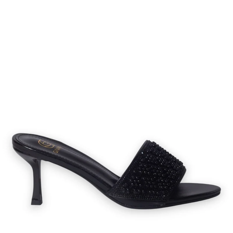 Europeon Union Women Black Glitter Heels #5306