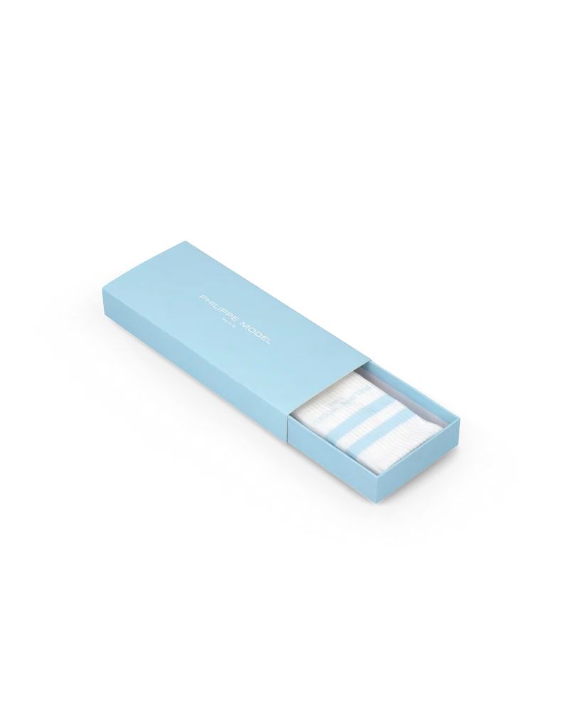 Socks in Cotton, White Light Blue