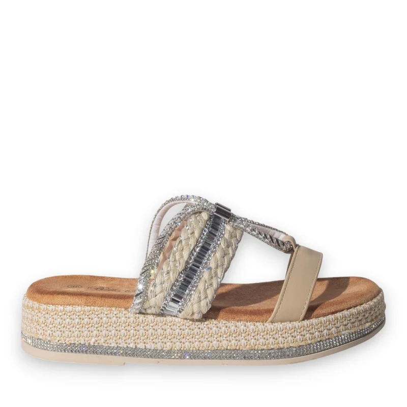 Europeon Union Women Beige Glitter Slipper #5074