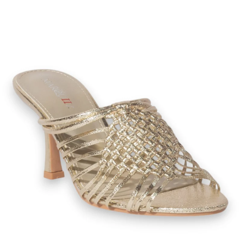 Europeon Union Women Gold Leather Heels #5286