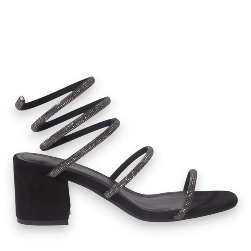 Europeon Union Women Black Glitter Heels #5270