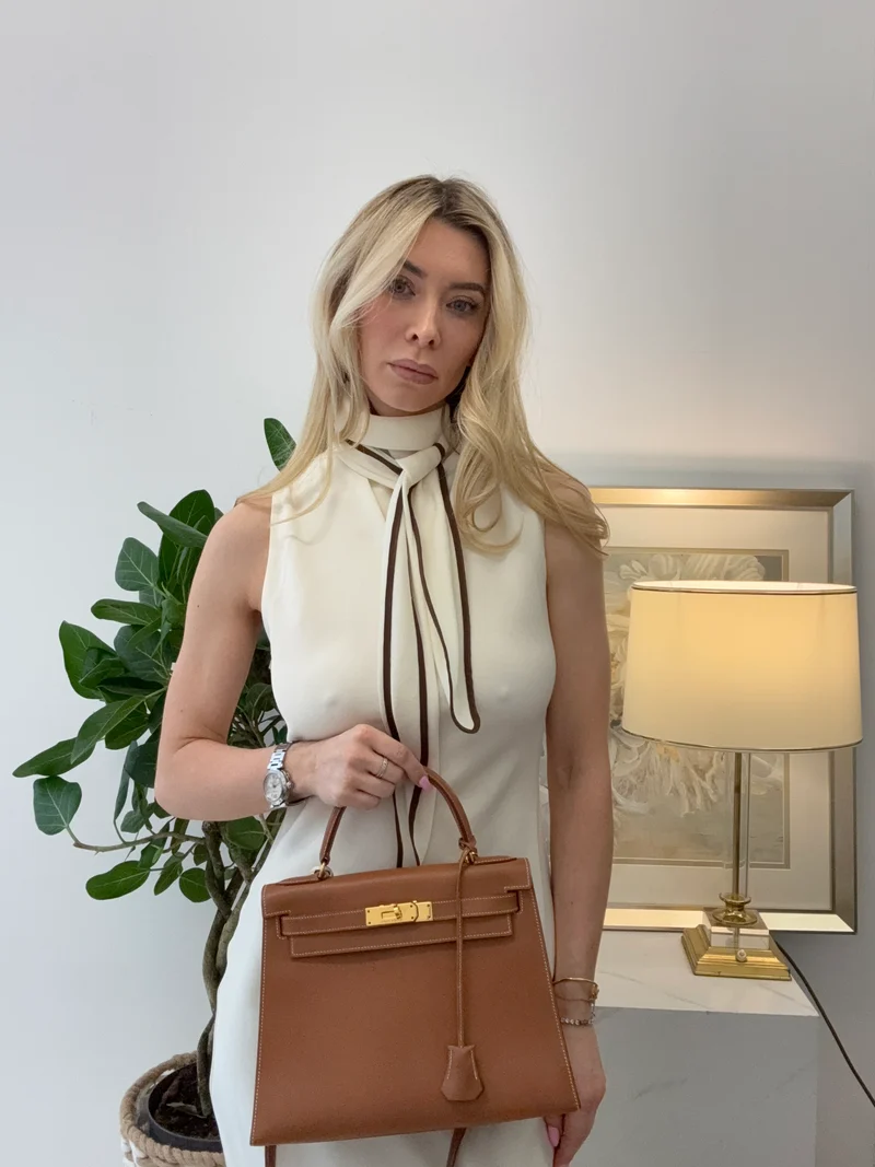Hermès Vintage Gold Kelly Sellier 32 Epsom Y Circle 1995