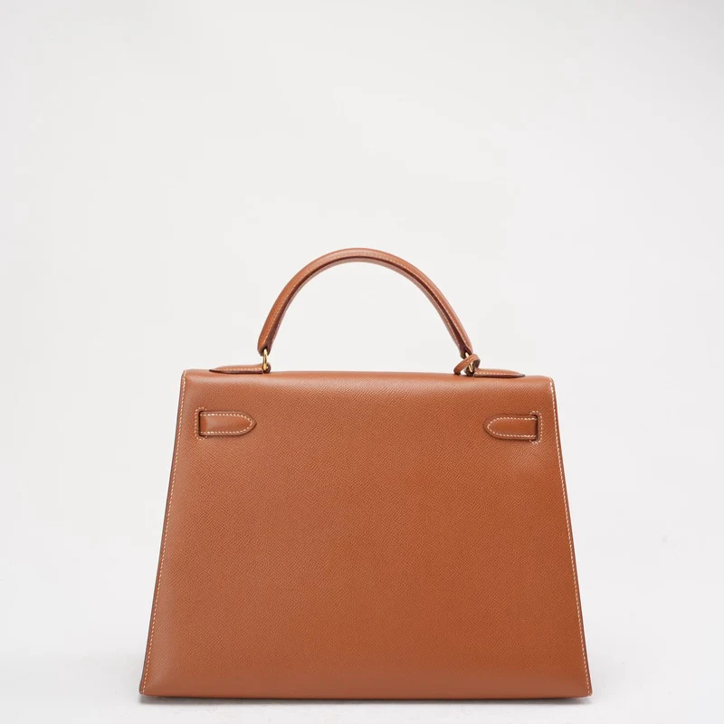 Hermès Vintage Gold Kelly Sellier 32 Epsom Y Circle 1995