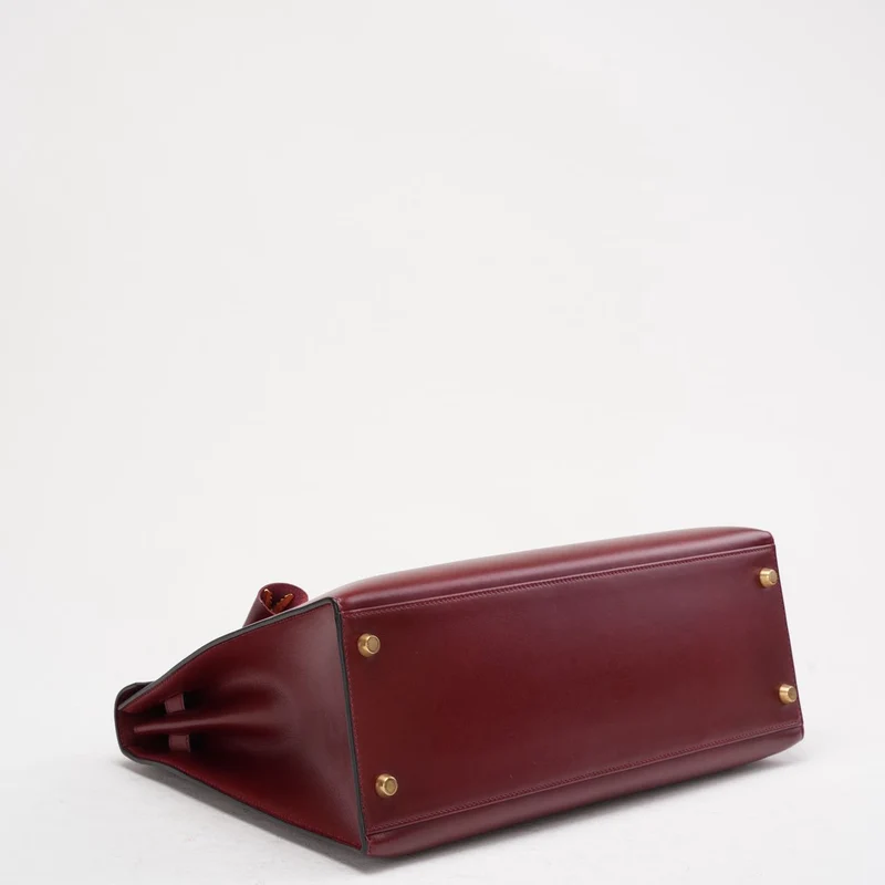 Hermes Vintgae Kelly 32 Burgunderrotes Boxleder 1993