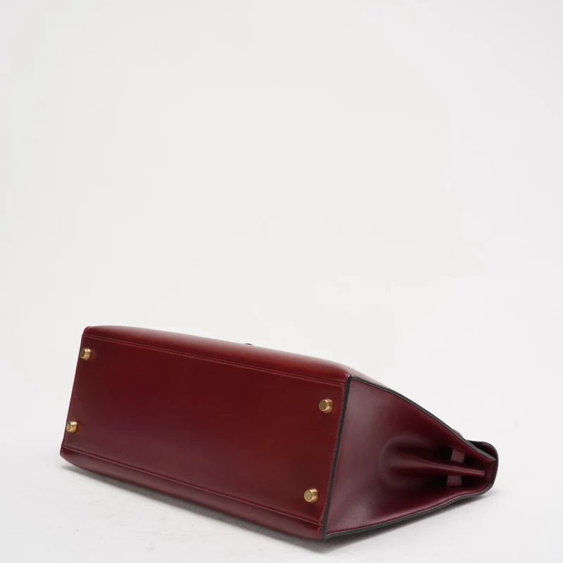 Hermes Vintgae Kelly 32 Burgunderrotes Boxleder 1993