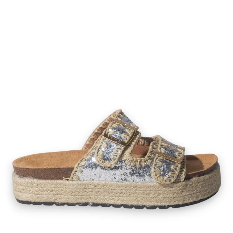 Europeon Union Women Silver Glitter Slipper #5051