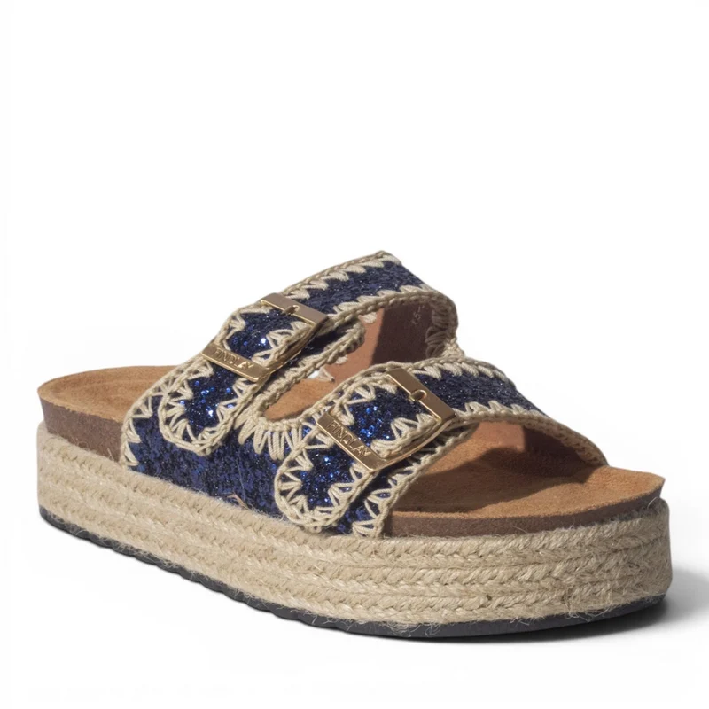 Europeon Union Women Blue Glitter Slipper #5049
