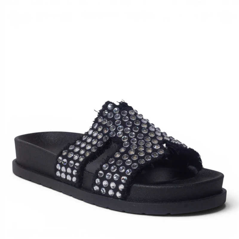 Europeon Union Women Black Cloth Slipper #5028