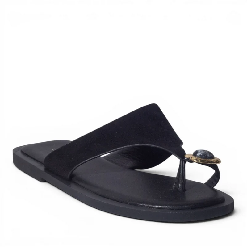 Europeon Union Women Black Chamois Slipper #5021
