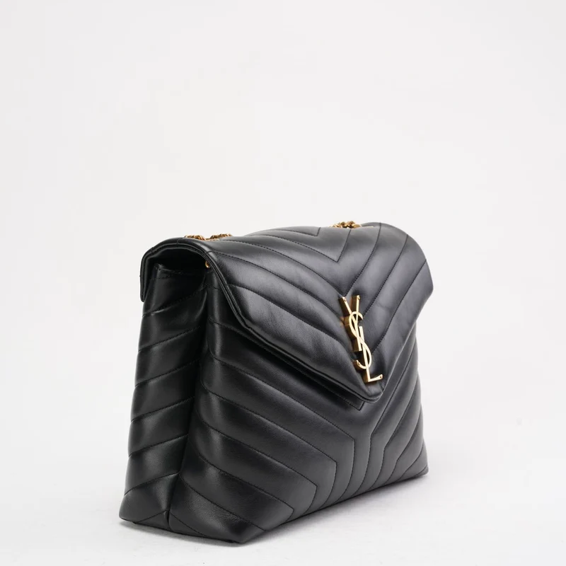 Schwarze Loulou Schultertasche von Saint Laurent (mittelgroß)