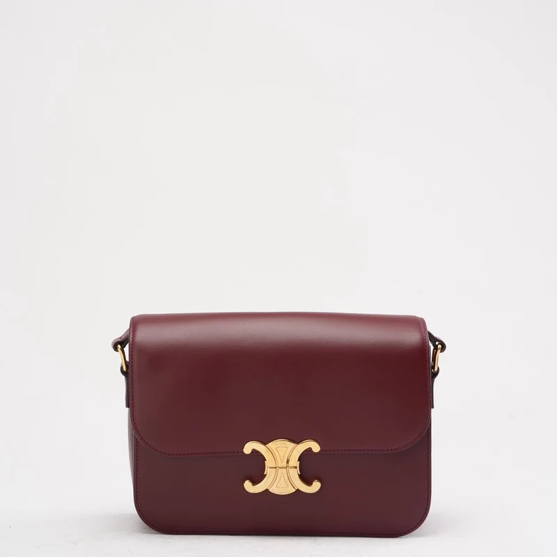 Celine Burgundy Triomphe Crossbody Small Calfskin 2019